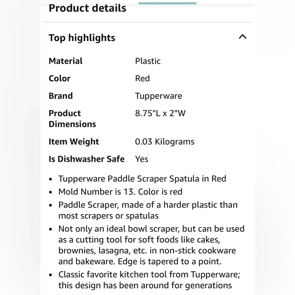 Tupperware Red Paddle Spatula -Set of 2 Brand New #13